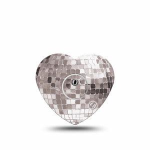 ExpressionMed Mirror Ball Freestyle Libre 3 and Libre 3 Plus Heart, Single Tape and Single Sticker Light reflective inspired print Patch for CGM
