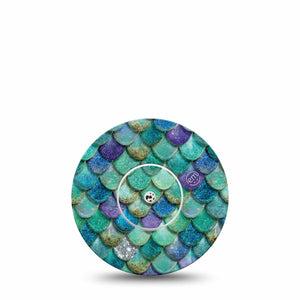 ExpressionMed Mermaid Scales Freestyle Libre, Libre 2 Plus, and Abbott Lingo, Single Tape and Single Sticker fantasy sea pattern Overlay Patch for CGM