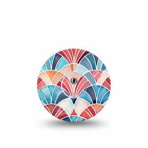 ExpressionMed Watercolor Fan Freestyle Libre 3 and Libre 3 Plus, Single Tape and Single Sticker Fun arched fan print Accessories for Continuous Glucose Monitor