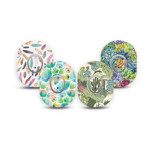ExpressionMed Desert Succulent Variety Pack  Dexcom G7 Mini Tape, Dexcom Stelo Glucose Biosensor System, 4-Pack Tape and 4-Pack Sticker Variety Desert Vegetation Florals, Patch Continuous Glucose Monitor Design