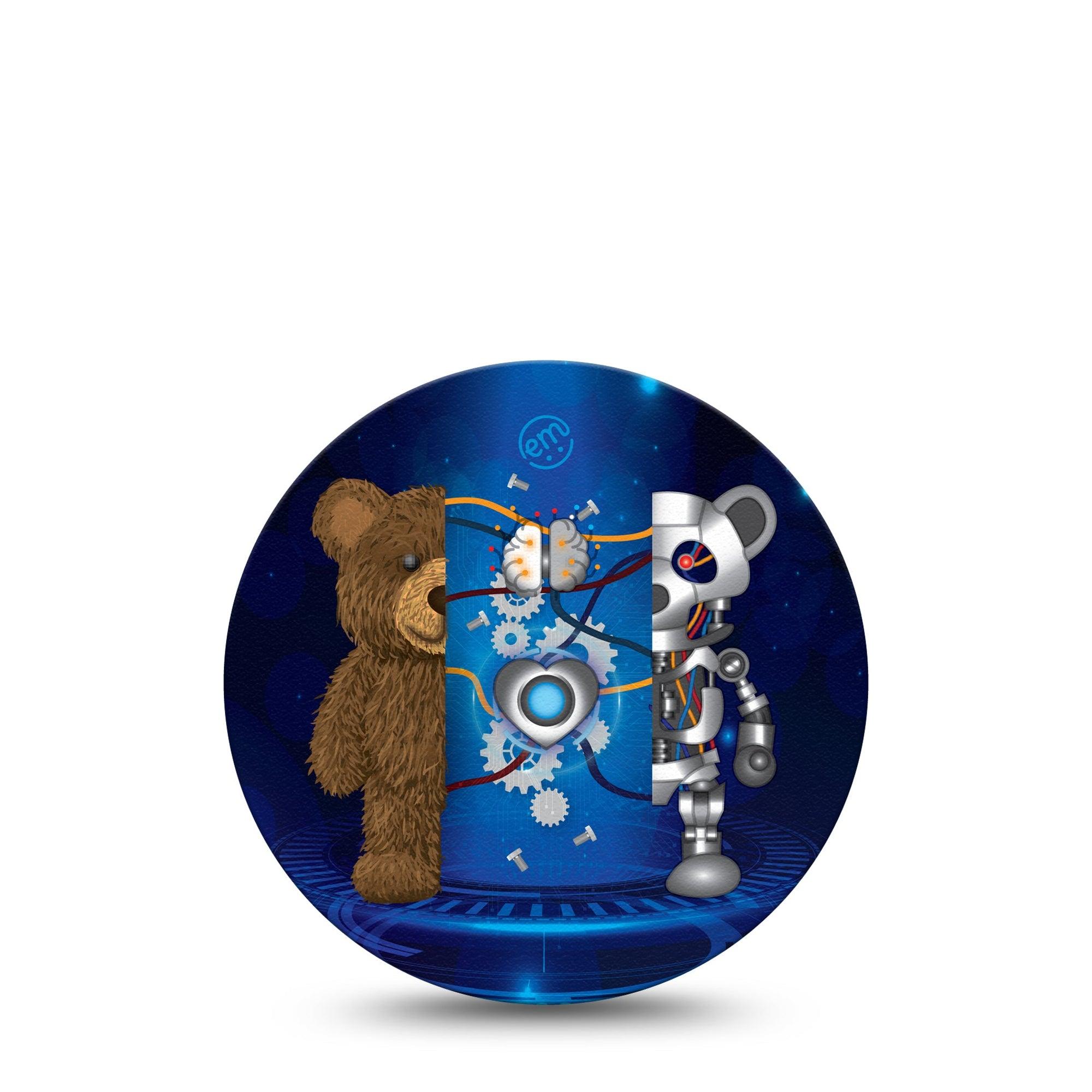 ExpressionMed Robo Teddy Dexcom 2 OverPatch, Single CGM Tape, Half Teddy Bear, Half Teddy Robot CGM Adhesive Tape Design, Dexcom Stelo