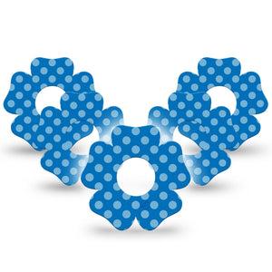 ExpressionMed Blue Polka Dots Infusion Set Flower Shape Tape, 10-Pack Tape Blue Hue Polka Dots, Plaster Continuous Glucose Monitor Design