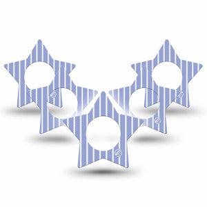 ExpressionMed Blue Stripes Freestyle Libre, Libre 2 Plus, and Abbott Lingo Star, 5-Pack Light blue and white stripes Accessories for Continuous Glucose Monitor