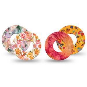 ExpressionMed Ruffle Bloom Freestyle Libre, Libre 2 Plus, and Abbott Lingo, 4-Pack Tape floral ruffle style Decorative Patch for Continuous Glucose Monitor