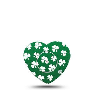 ExpressionMed Shamrock Freestyle Libre 2 and Libre 2 Plus Heart Shape Tape, Abbott Lingo, Single Tape and Single Sticker Irish Leaves, Adhesive Patch CGM Design