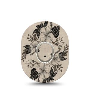 ExpressionMed Low Tide Dexcom G7 and Dexcom Stelo Glucose Biosensor System, Single Tape and Single Sticker Earth tone floral pattern Overlay Patch for CGM