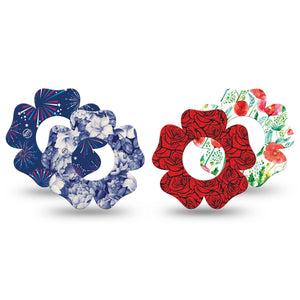 ExpressionMed Heritage Floral Freestyle Libre, Libre 2 Plus, and Abbott Lingo Flower, 4-Pack Tape vintage floral Overlay Patch for Continuous Glucose Monitor