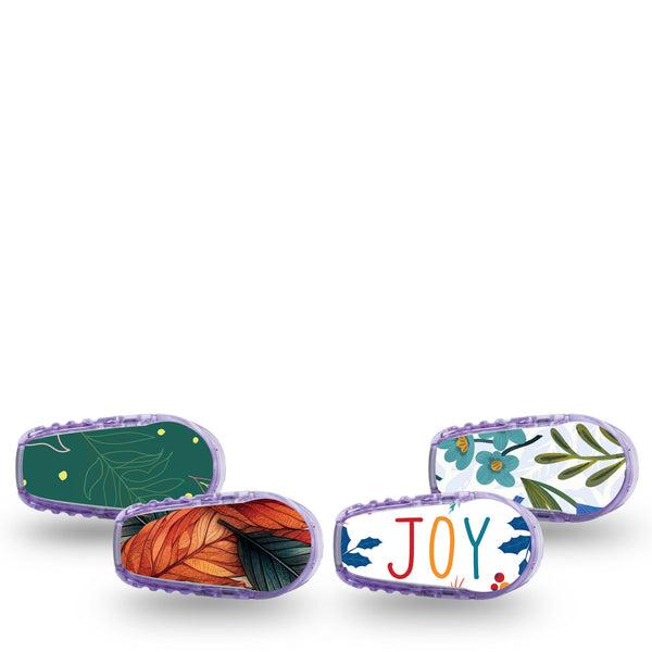 ExpressionMed Riptide Blossoms Variety Pack Dexcom G6 Sticker 4-Pack Sticker Cheerful Plants And Feathers, Decorative Decal CGM Design