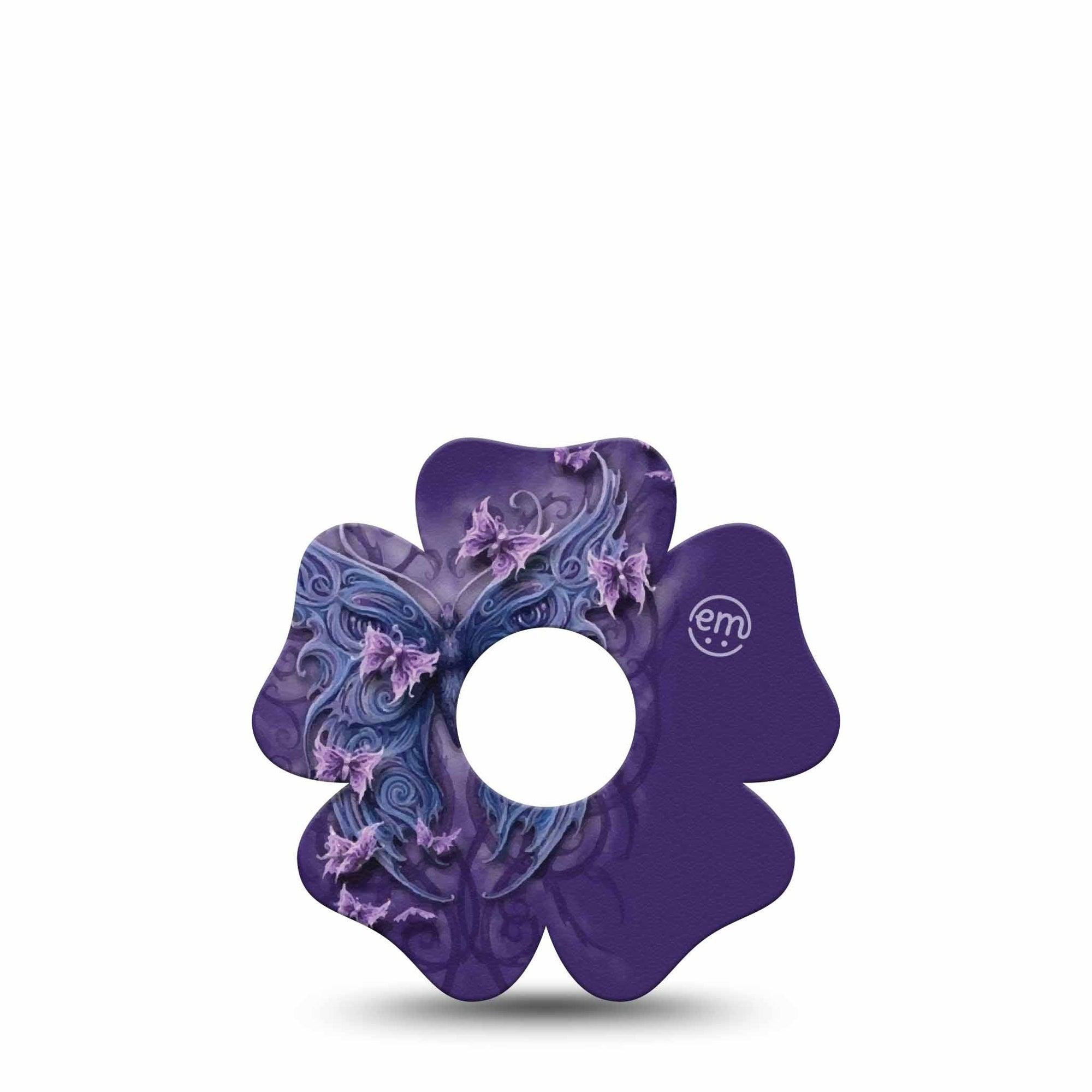 ExpressionMed Purple Butterfly Freestyle Libre 3 and Libre 3 Plus Flower Shape Tape Single Tape Butterfly Design, Plaster CGM Design