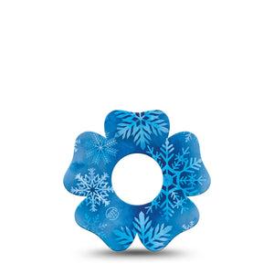 ExpressionMed Falling Snow Infusion Set Flower Shape Tape, 5-Pack Tape Winter Snowflakes, Plaster Continuous Glucose Monitor Design