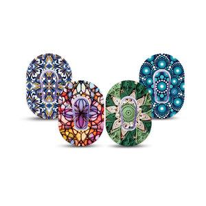 ExpressionMed Radiant Spectrum Dexcom G6 Mini, 4-Pack Tape and 4-Pack Sticker, Floral geometrics Waterproof Adhesive Tape for CGM
