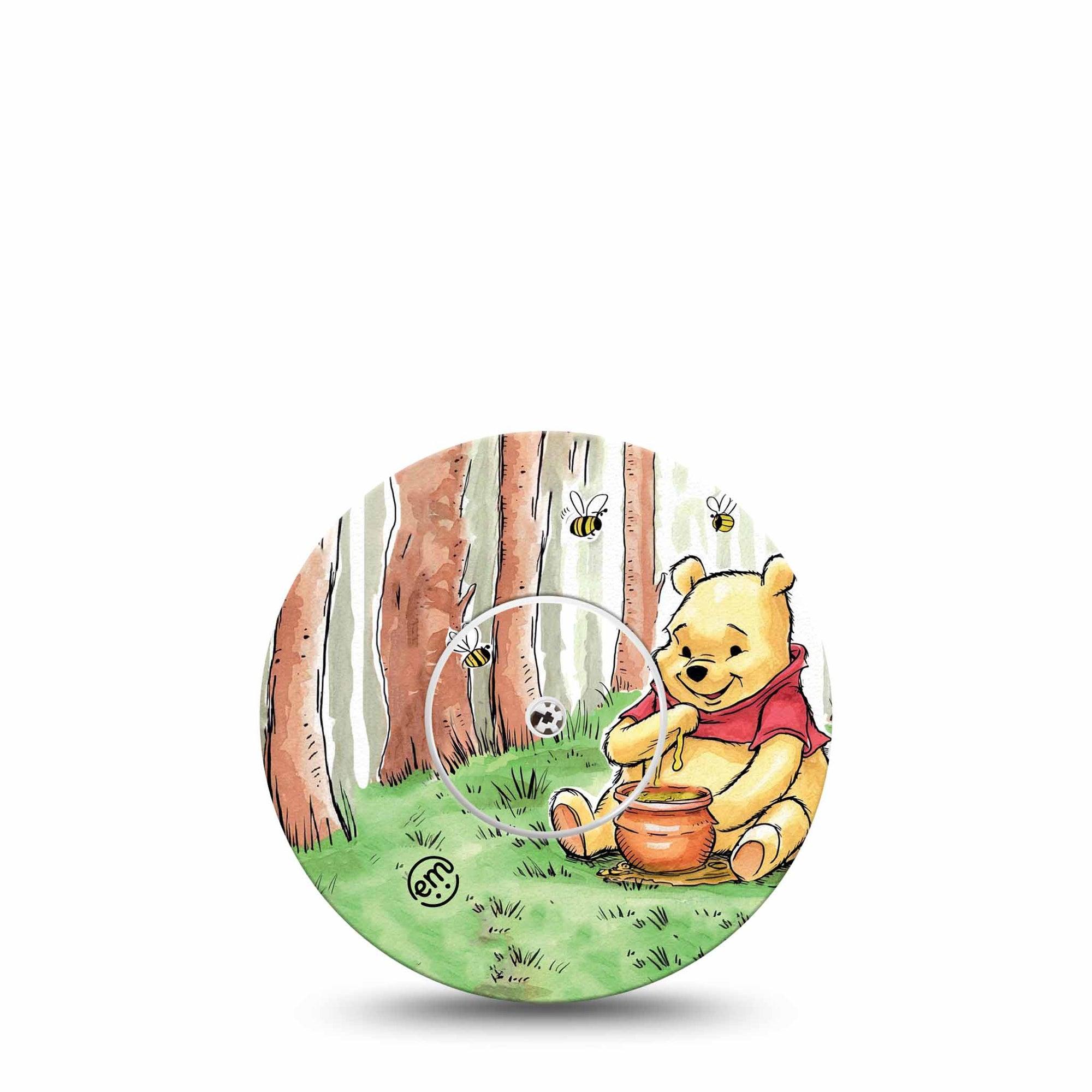 ExpressionMed Winnie the Pooh Freestyle Libre Tape, Abbott Lingo,  Single Tape and Single Sticker Book Illustrated Winnie the Pooh Fixing Ring Tape Continuous Glucose Monitor Design