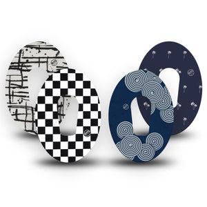 ExpressionMed Simply Patterned Variety Pack Dexcom G6 Tape, 4-Pack Tape Variety, Linear Are Inspired, Plaster Continuous Glucose Monitor Design