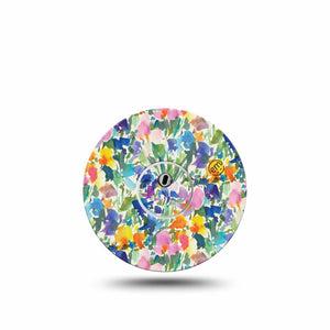 ExpressionMed Summer Fling Freestyle Libre 3 and Libre 3 Plus Tape, Single Tape and Single Sticker Brushstroke Garden, Adhesive Tape Continuous Glucose Monitor Design