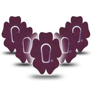ExpressionMed Wine Red Dexcom G6 Flower Shape Tape, 5-Pack Tape and 5-Pack Sticker Pantone 4074U, Adhesive Patch Continuous Glucose Monitor Design