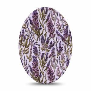 ExpressionMed Stitched Bloom Medtronic Guardian Enlite Universal Oval, Single Tape Lavender stitch Vinyl Decoration for CGM