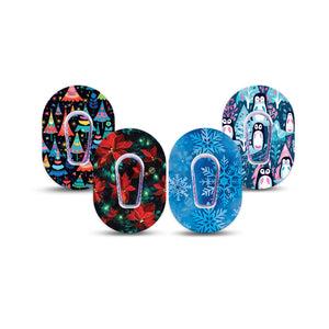 ExpressionMed North Pole Dexcom G6 Mini, 4-Pack Tape and 4-Pack Sticker cheerful Christmas Waterproof Adhesive Tape for CGM