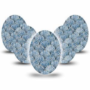 ExpressionMed Seashells Medtronic Guardian Enlite Universal Oval, 5-Pack Tape Aesthetic Sea Shell Pattern, Plaster CGM Design