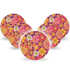 ExpressionMed Groovy Freestyle Libre Overpatch 5-Pack groovy floral theme Fixing Ring Patch CGM Design