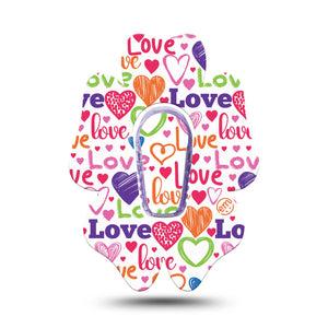 ExpressionMed Abundance of Love Dexcom G6 Flower Shape Tape Single Tape and Single Sticker Pink Orange Purple Lovely Hearts, Adhesive Patch Continuous Glucose Monitor Design