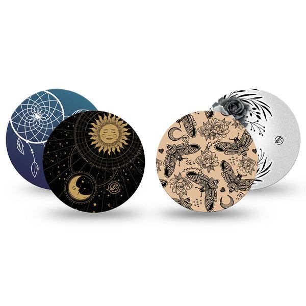 ExpressionMed Ink & Eclipse Variety Pack Dexcom G7 Overpatch, Dexcom Stelo Glucose Biosensor System, 4-Pack Tape Dreamcatcher Rose Tattoo Theme, Overlay Tape CGM Design