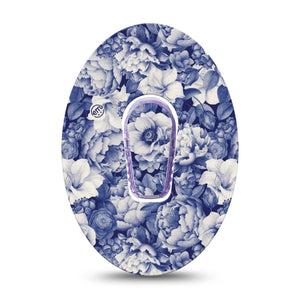 ExpressionMed Moody Blues Dexcom G6 Tape Single Tape and Single Sticker Stone Blue Gray Flower Variety, Plaster CGM Design