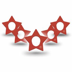 ExpressionMed Cherry Red Dexcom G7 Star Shape Tape, Dexcom Stelo Glucose Biosensor System, 5-Pack Tape Solid Color, Overlay Patch CGM Design