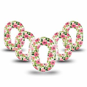 ExpressionMed Painter’s Cosmos Dexcom G6 Mini, 5-Pack watercolor pink garden Waterproof Plaster for Continuous Glucose Monitor