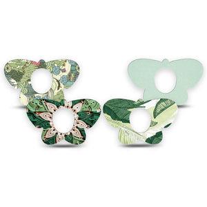 ExpressionMed Tropical Greens Dexcom G7 and Dexcom Stelo Glucose Biosensor System Butterfly, 4-Pack Tape palm leaf style Accessories for CGM