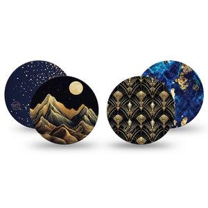 ExpressionMed Midnight Majesty Variety Pack Freestyle Libre 3 and Libre 3 Plus OverPatch, 4-Pack Tape Gold black navy Adhesive Tape for CGM