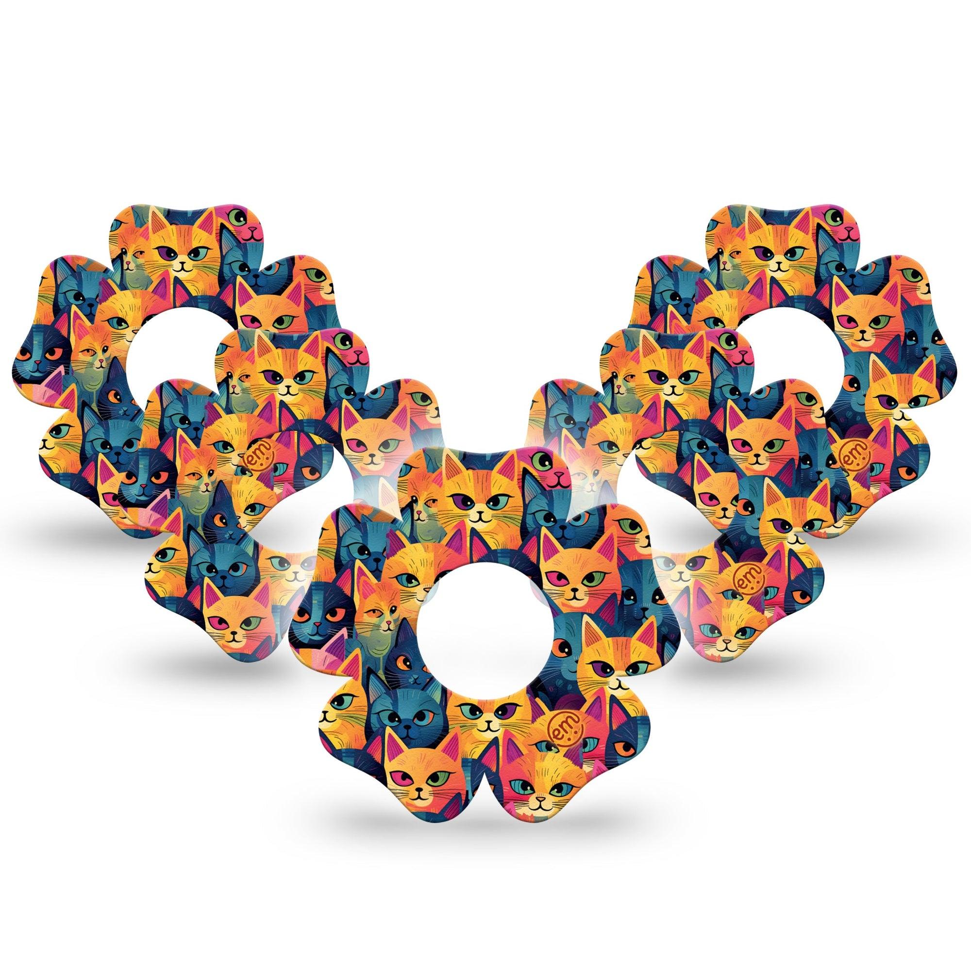 ExpressionMed Catorama Infusion Set Flower Shape Tape 10-Pack Cat With Two Toned Eyes Plaster Continuous Glucose Monitor Design