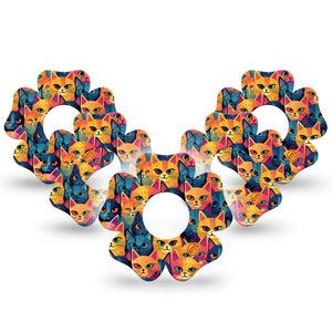 ExpressionMed Catorama Infusion Set Flower Shape Tape 10-Pack Cat With Two Toned Eyes Plaster Continuous Glucose Monitor Design