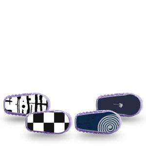 ExpressionMed Simply Patterned Variety Pack Dexcom G6 Sticker, 4-pack Sticker Variety, Abstract Blue Black, Decorative Decal CGM Design