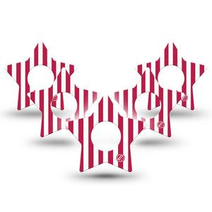 ExpressionMed Red Stripes Infusion Star, 10-Pack USA Flag inspired Waterproof Sensor Cover For Pump