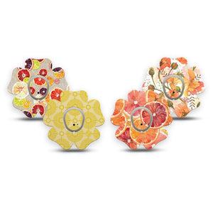 ExpressionMed Citrus Crush Dexcom G7 and Dexcom Stelo Glucose Biosensor System Flower, tape and sticker  fresh fruit pattern Fixing Ring Patch for CGM