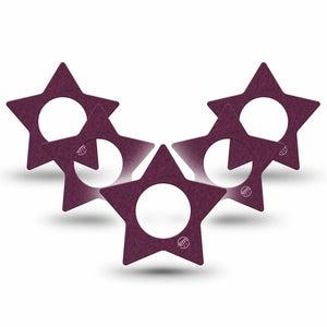 ExpressionMed Wine Red Freestyle Libre 2 and Libre 2 Plus Star Shape Tape, Abbott Lingo, 5-Pack Tape Solid Color, Adhesive Tape CGM Design