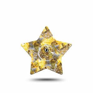 ExpressionMed Fall Camo Freestyle Libre 3 Star Shape Tape Single Tape and Single Sticker Outdoorsy Camo In Yellow Patch CGM Design