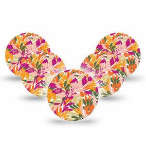 ExpressionMed Retro Brush Stroke Freestyle Libre 3 and Libre 3 Plus Overpatch 5-Pack Tape Plant-Like Brush Painted Print, Adhesive Patch CGM Design