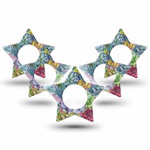 ExpressionMed Blue Succulents Freestyle Libre 2 and Libre 2 Plus Star Shape Tape, Abbott Lingo,  5-pack Tape Succulent Plant Adhesive Tape CGM Design