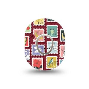 ExpressionMed Postage Stamp Dexcom G7 and Dexcom Stelo Glucose Biosensor System Mini, Single Tape and Single Sticker Animals and floral postage Waterproof Sensor Cover for CGM