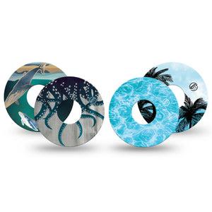 ExpressionMed Poolside Tide Freestyle Libre 3 and Libre 3 Plus, 4-Pack Tape wave inspired design Best Covers for CGM