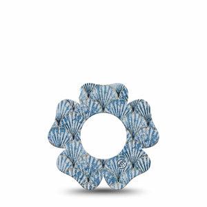 ExpressionMed Seashells Freestyle Libre 2 and Libre 2 Plus Flower Shape Tape, Abbott Lingo, Single Tape Aesthetic Sea Shell Pattern, Plaster CGM Design