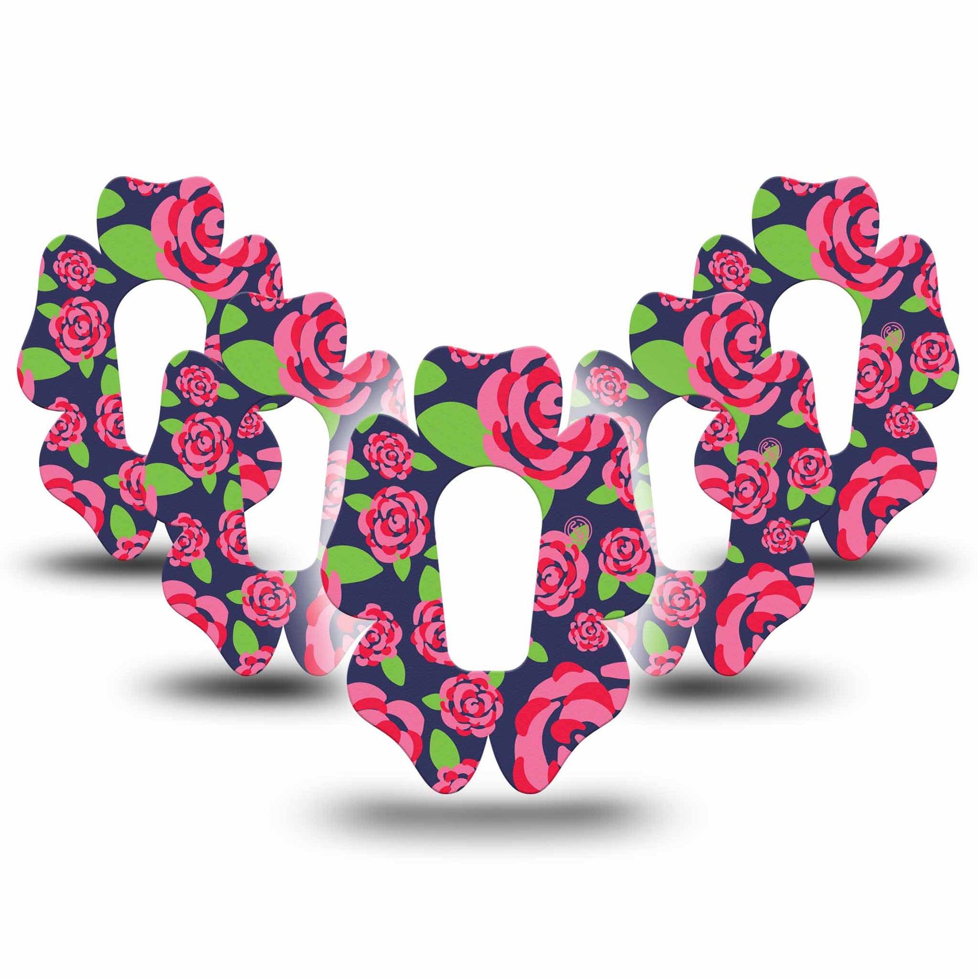 ExpressionMed Pretty Pink Roses Dexcom G6 Flower Shape Tape 5-Pack Tape Rose Bouquet, Adhesive Patch Continuous Glucose Monitor Design