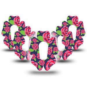 ExpressionMed Pretty Pink Roses Dexcom G6 Flower Shape Tape 5-Pack Tape Rose Bouquet, Adhesive Patch Continuous Glucose Monitor Design