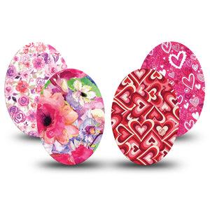 ExpressionMed Valentines Variety Pack Medtronic Guardian Enlite Universal Oval 4-Pack Tape Love-Themed Variety, Plaster CGM Design