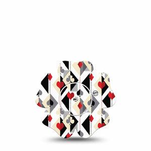 ExpressionMed Playing Cards Freestyle Libre 2 and Libre 2 Plus Flower Shape Tape, Abbott Lingo,  Single Tape and Single Sticker Card Game Inspired Pattern, Fixing Ring Tape CGM Design