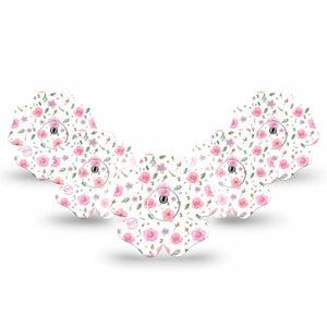 ExpressionMed Pastel Flower Freestyle Libre 3 and Libre 3 Plus Flower Shape Tape 5-Pack Tape and 5-Pack Sticker Pastel Garden, Plaster CGM Design