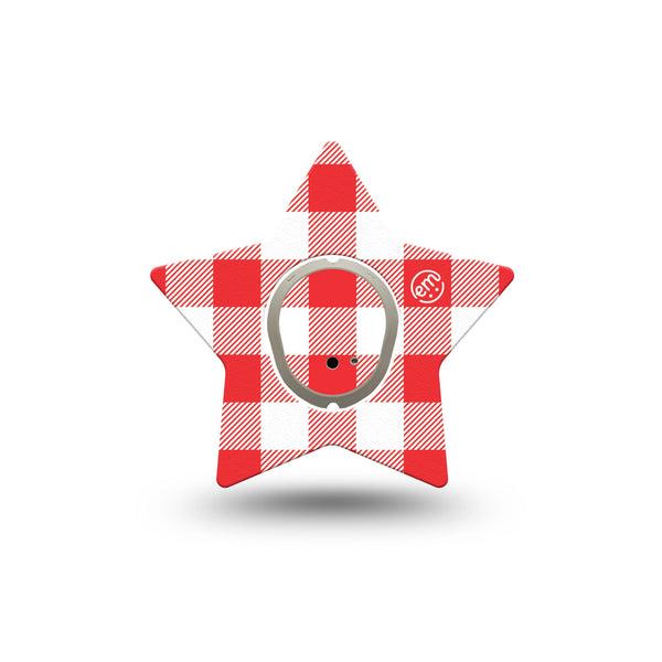 ExpressionMed Red Gingham Dexcom G7 and Dexcom Stelo Glucose Biosensor System Star, Single Tape and Single Sticker Red checker print Adhesive Patch for CGM