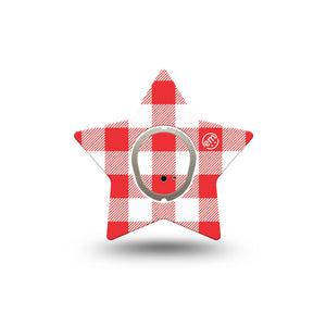 ExpressionMed Red Gingham Dexcom G7 and Dexcom Stelo Glucose Biosensor System Star, Single Tape and Single Sticker Red checker print Adhesive Patch for CGM