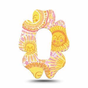 ExpressionMed Bright Sunshine Dexcom G6 Flower, Single Tape warm sun inspired Overlay Tape for CGM